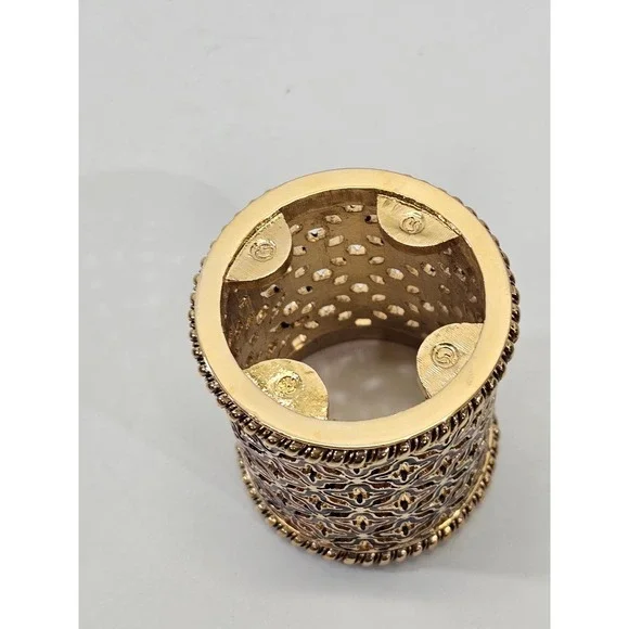 SET 3 St. John Home Enamel Open Design Gold Tone Candle Votives Holders Designer